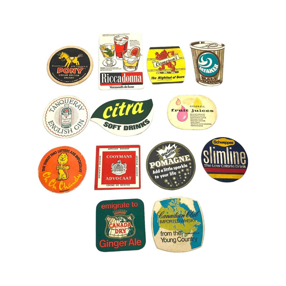 Vintage British beer mat collection from The Voyage Bird archive