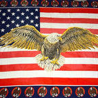 Vintage USA Bald Eagle American Flag Cotton Fabric Wall Hanging Patriotic