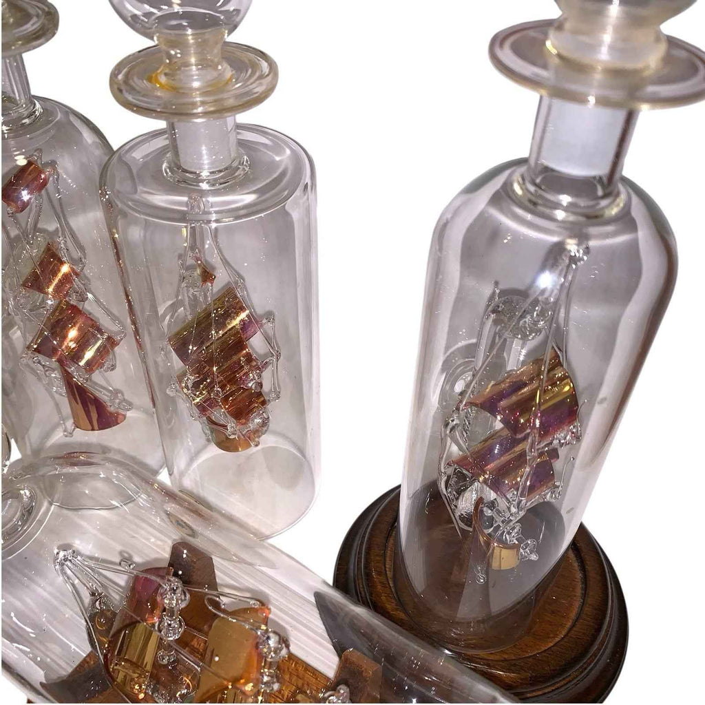 Bundle of 10 Glass Ships in Bottles Mayflower HMS Churchill Nautical Collection