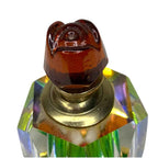 Vintage Crystal Prism Perfume Bottle Rainbow Iridescent Colour Rose Stopper 1980
