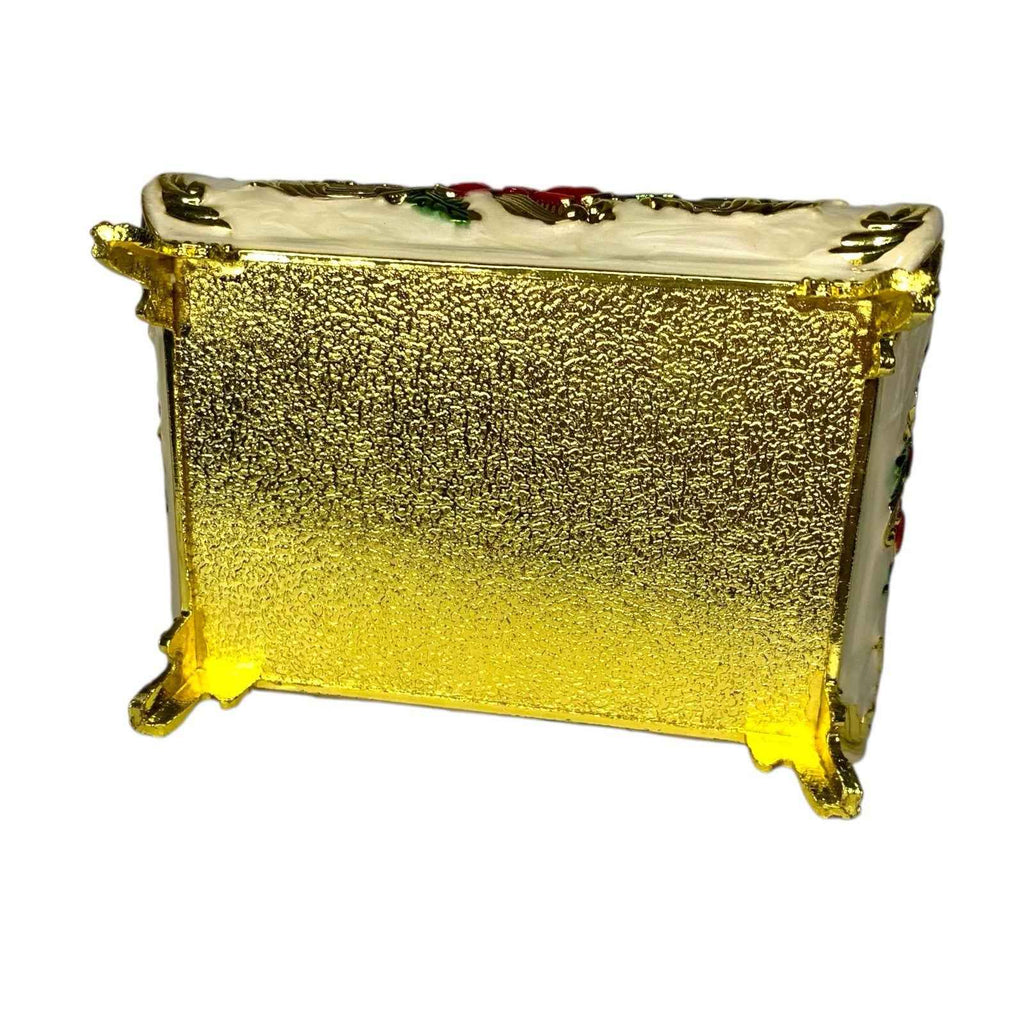 Vintage Chinese Cloisonné Copper Jewellery Trinket Box People in Field Scene