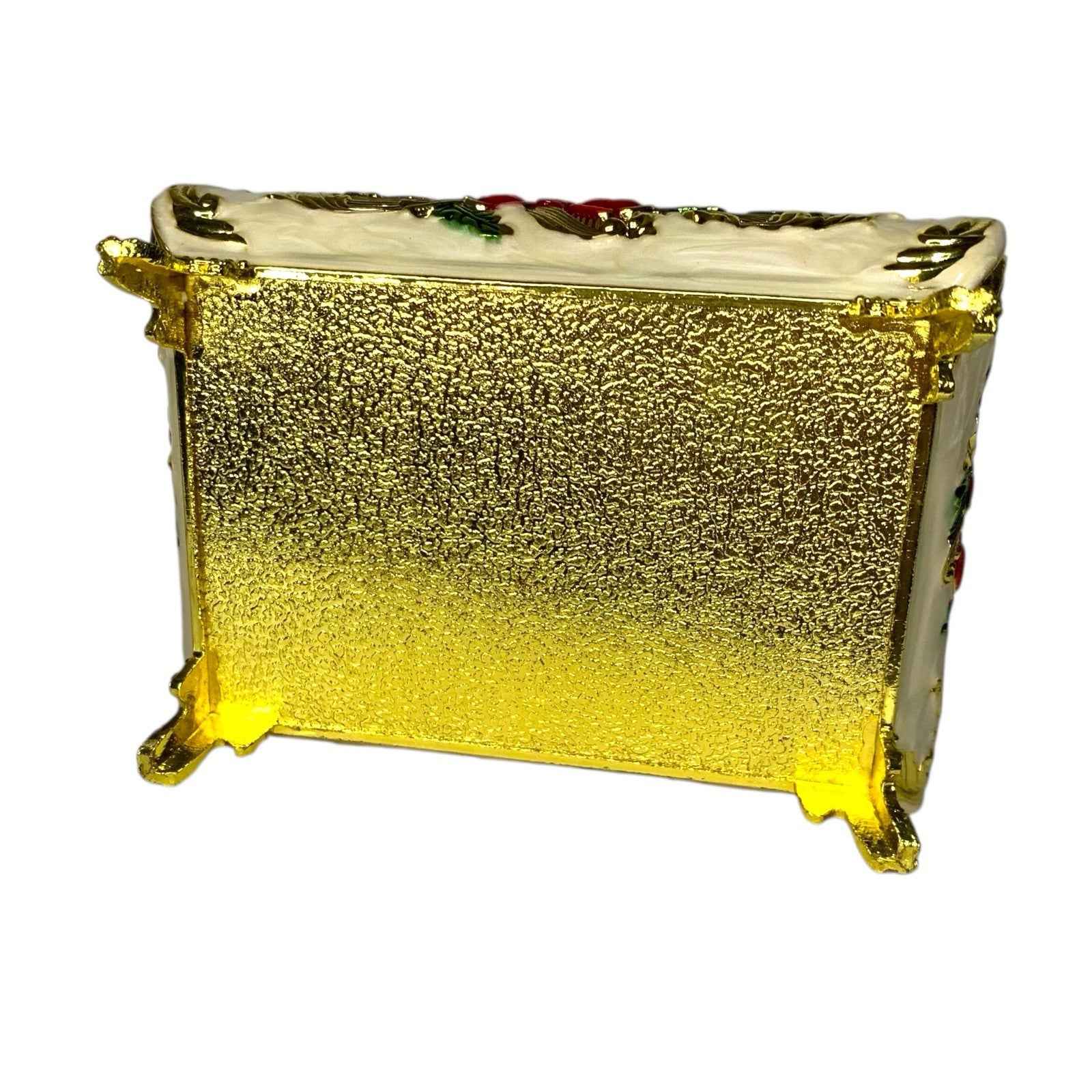 Vintage Chinese Cloisonné Copper Jewellery Trinket Box People in Field Scene