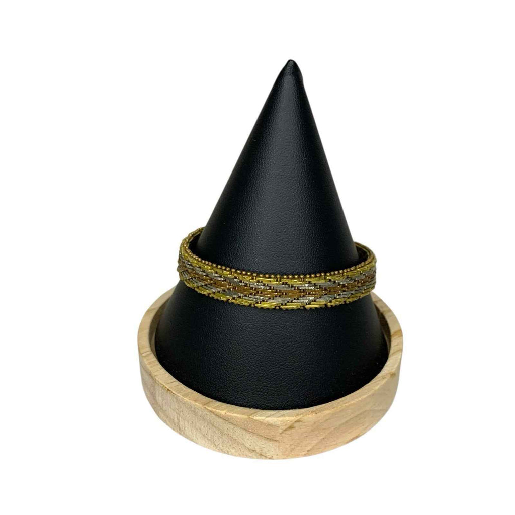 Vintage 925 Sterling Silver Tri Colour Chevron Bracelet Gold Copper Tone Good