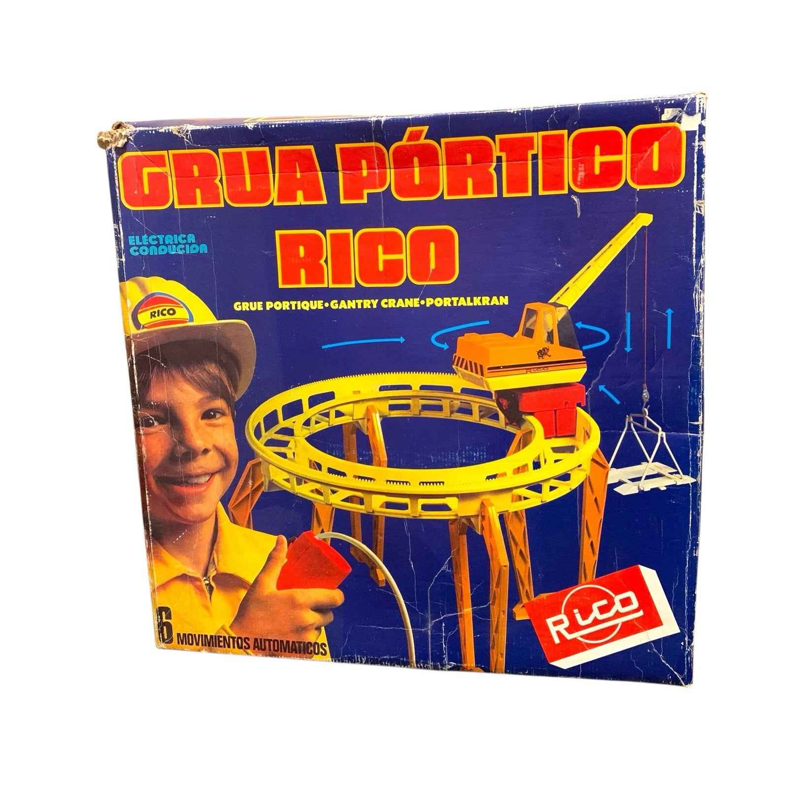 Vintage Portico Rico Electric Drive Gantry Crane Construction Toy Boxed - Rare