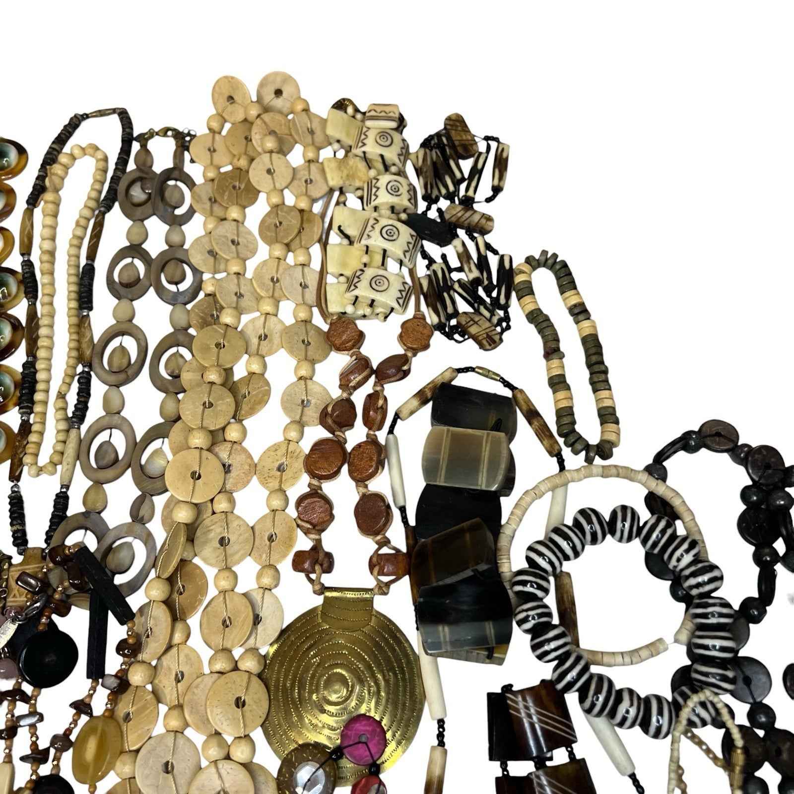 1.5kg Ethnic Tribal Jewellery Bundle Wood Bovine Bone Findings Job Lot