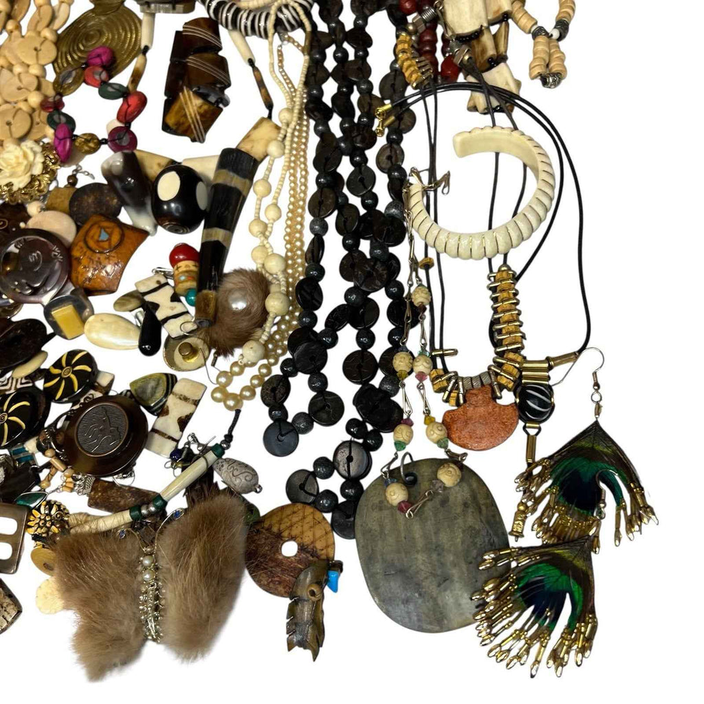 1.5kg Ethnic Tribal Jewellery Bundle Wood Bovine Bone Findings Job Lot