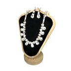 Vintage Black & White Painted Bead Necklace with Matching Earrings 3 Shapes