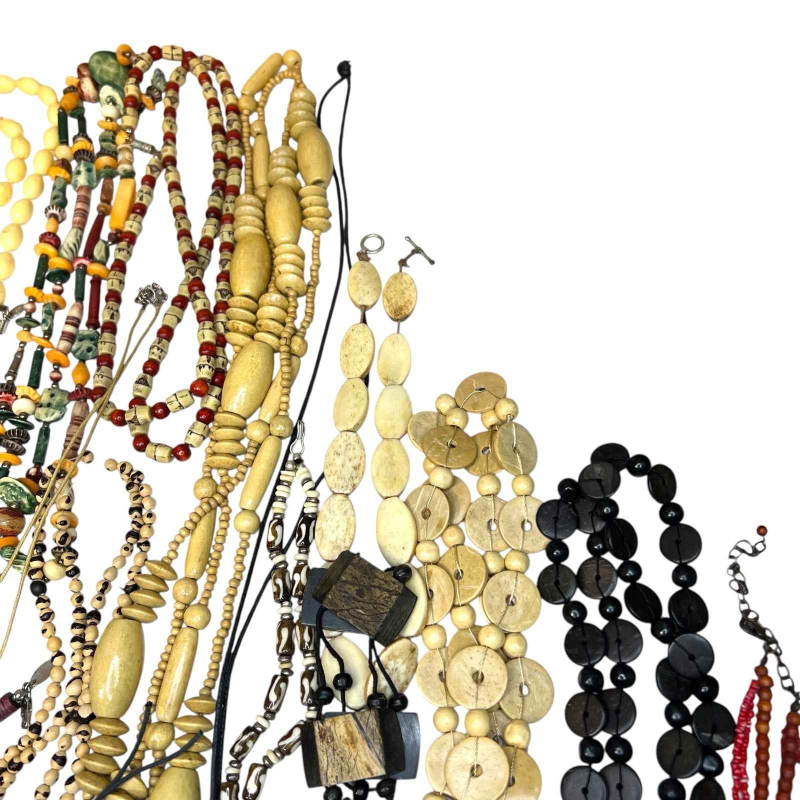 1kg Natural Ethnic Tribal Style Jewellery Bundle Mixed Lot Wood Bovine Bone