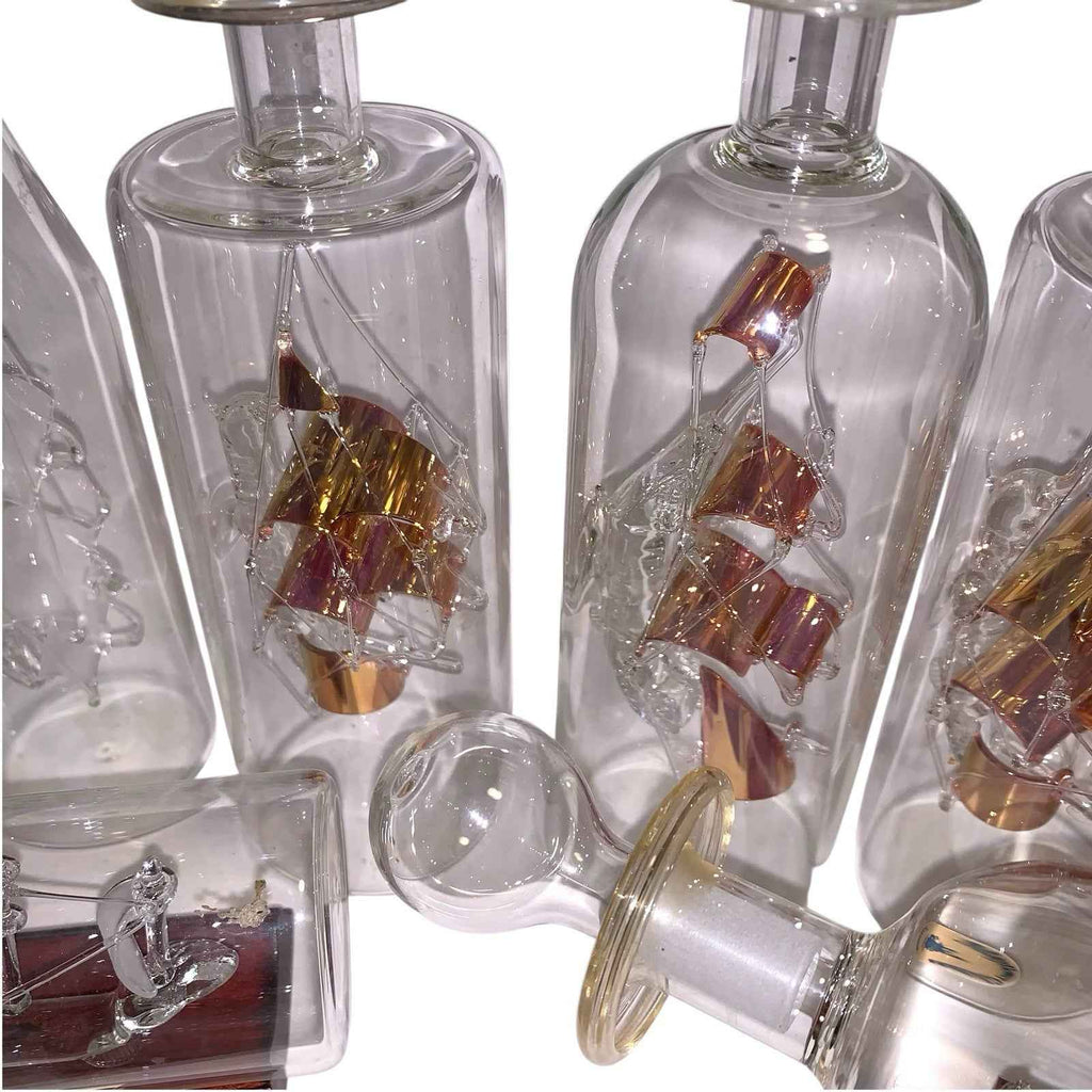 Bundle of 10 Glass Ships in Bottles Mayflower HMS Churchill Nautical Collection