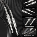 10m Pro Guitar Cable Straight Stereo Audio Amp Lead 1/4" 6.35mm - Braided Tweed Cables, Leads & Connectors by TheVoyageBird