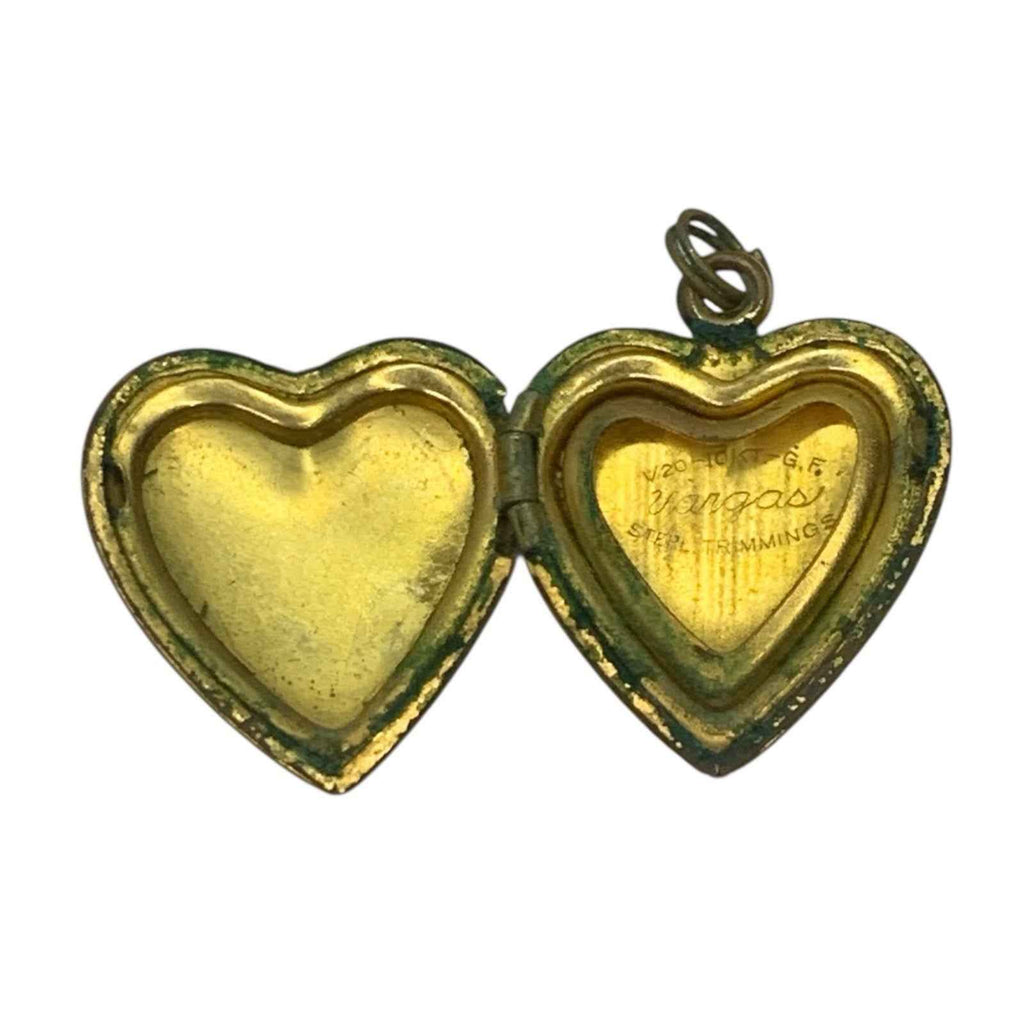 Vintage Vargas 5% 1/20th 10KT Gold Filled Heart Shaped Locket Engraved Pendant