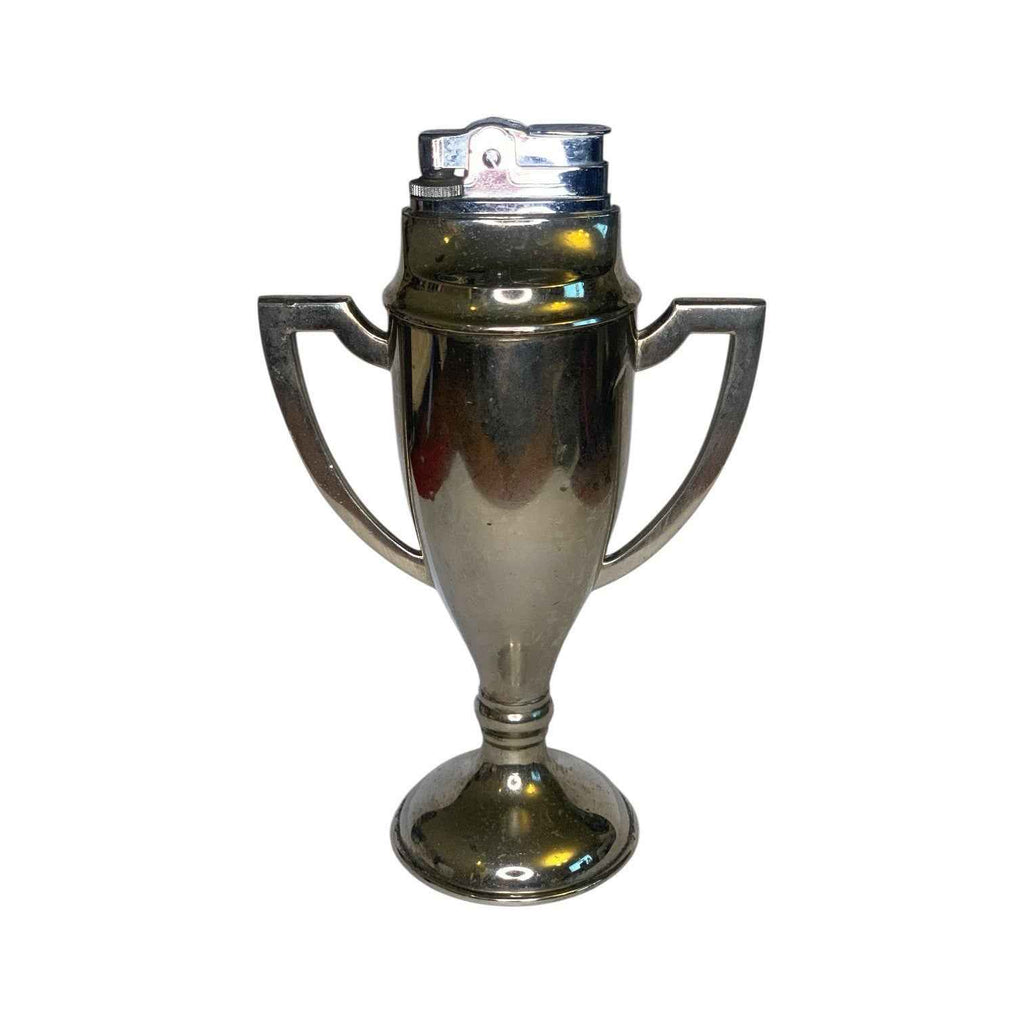Vintage Silver Plated Trophy Cup Table Lighter Twin Handles Barware Decor