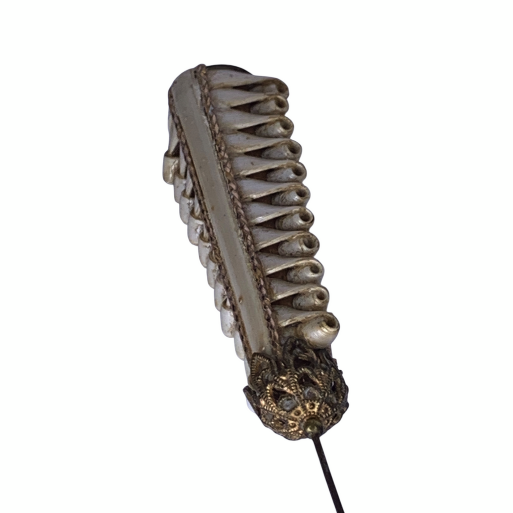 1890s Edwardian Hatpin Gilt Mount Hand-Curled Scrolls Rare Organic Art Nouveau Hatpins by TheVoyageBird