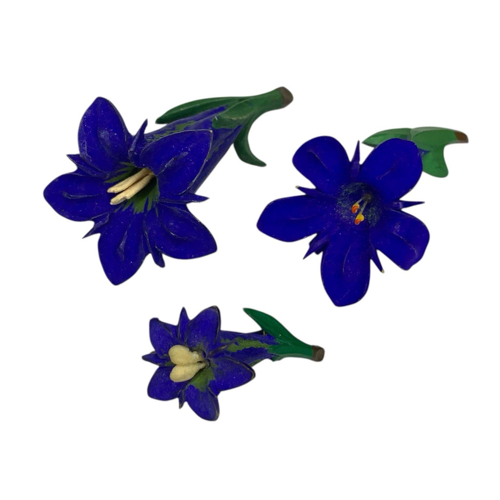 1930s–50s Blue Carved Celluloid Brooch Set – Floral Motif – Early Plastic – 3x by TheVoyageBird