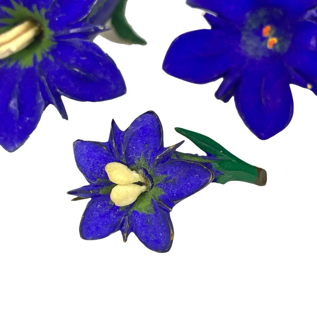 1930s–50s Blue Carved Celluloid Brooch Set – Floral Motif – Early Plastic – 3x by TheVoyageBird