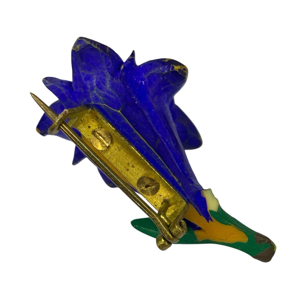 1930s–50s Blue Carved Celluloid Brooch Set – Floral Motif – Early Plastic – 3x by TheVoyageBird
