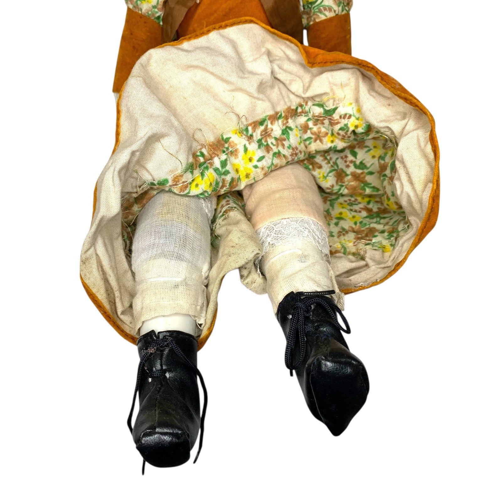 1980s Victorian Style Bisque Porcelain Doll – Blue Eyes, Floral Dress Decorative Antique Dolls by TheVoyageBird