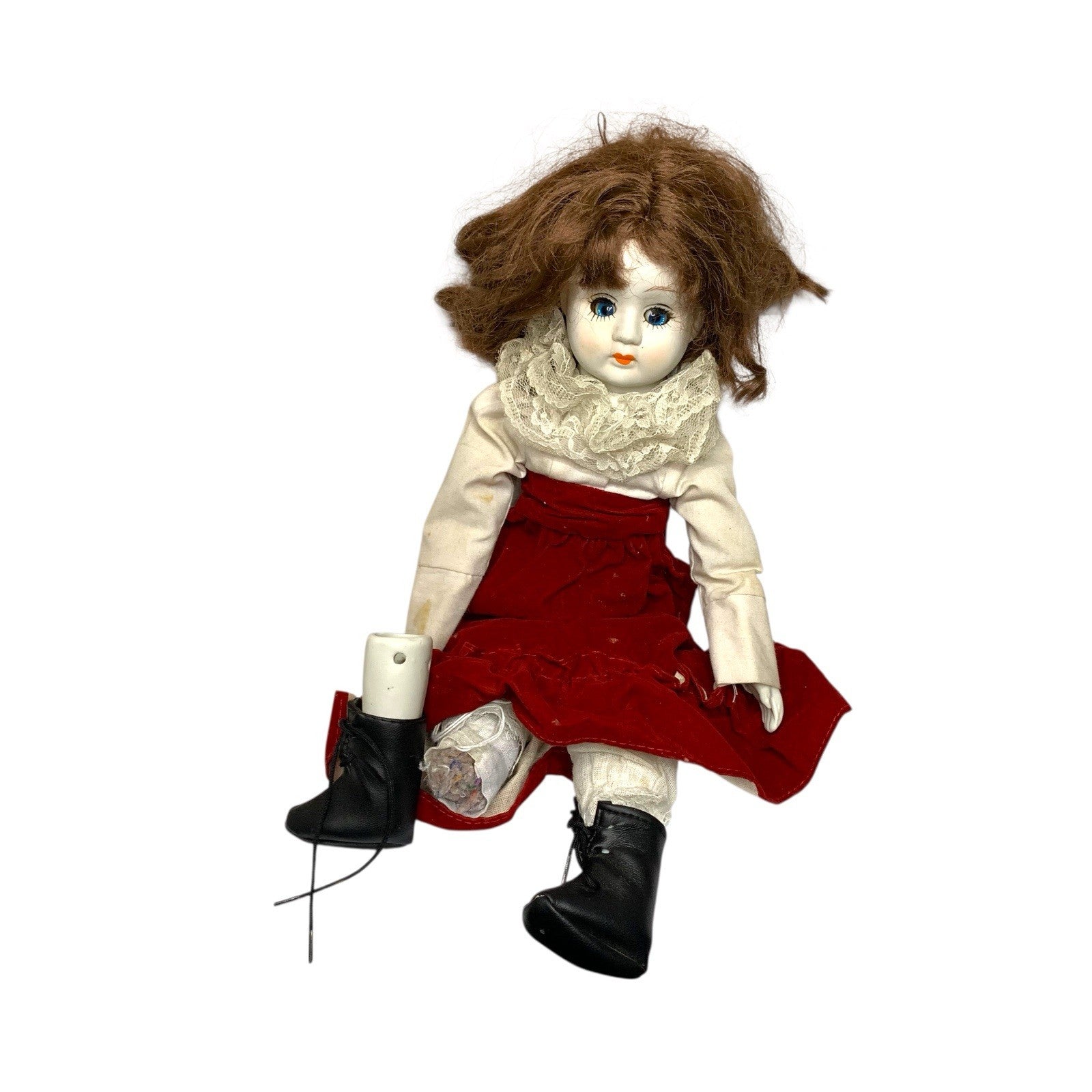 1980s Victorian Style Bisque Porcelain Doll Blue Eyes Vintage White Skin Read Antique Dolls by TheVoyageBird