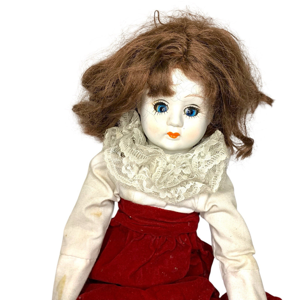 1980s Victorian Style Bisque Porcelain Doll Blue Eyes Vintage White Skin Read Antique Dolls by TheVoyageBird