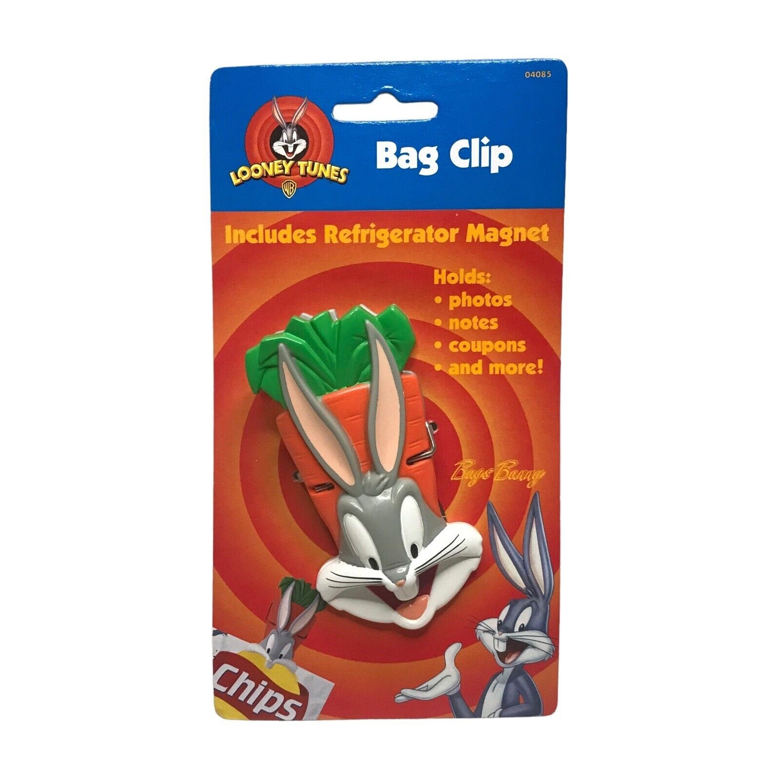 1997 Bugs Bunny Bag Clip with Magnet - Looney Tunes Chip Clip, Retro Kitchen Collectible, 90s Nostal Other Animation Collectables by TheVoyageBird