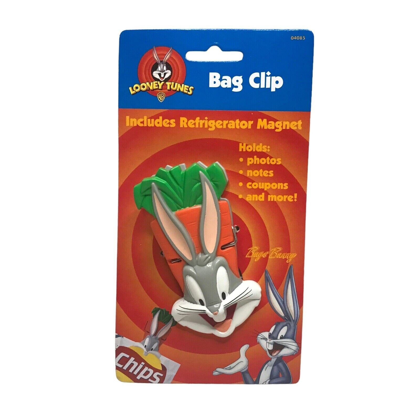 1997 Bugs Bunny Bag Clip with Magnet - Looney Tunes Chip Clip, Retro Kitchen Collectible, 90s Nostal Other Animation Collectables by TheVoyageBird