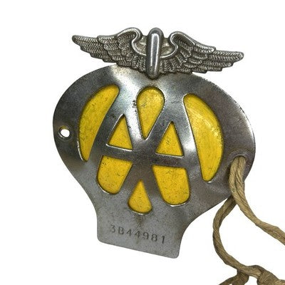 Vintage AA Car Badge Automobile Association 1960-61 Winged Wheel Emblem 3B44981