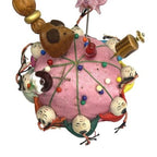 Vintage Chinese Silk Pin Cushion Asian Cloth Dolls Sewing Quilting Holder
