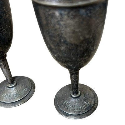 Vintage Cafe Engels Goblets x3 Alpacca Silber 90 Silver Plated Wine Cups - detail view