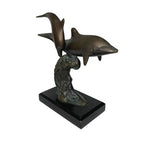 Gatco Bronze Dolphin Sculpture Statue Nautical Marine Figurine Marble Base 8"