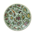 Antique Chinese Canton Famille Rose Celadon Plate Birds Butterflies