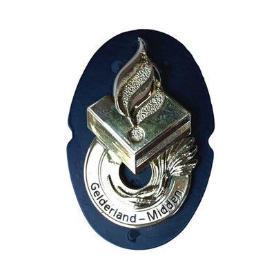 Dutch Politie Gelderland Midden Police Brevet Breast Badge Netherlands Insignia. Vintage pre-owned item, actual item photographed by The Voyage Bird.