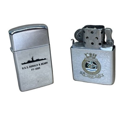 2 Vintage Zippo Lighters USS Donald B Beary HMCS Algonquin STANAVFORLANT