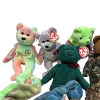 Ty Beanie Baby Job Lot 14x Bears Chameleon Dolphin Cat Shark FIFA Peace 2002