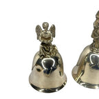 Pair Vintage Danbury Mint Christmas Bells 1979 Carol Singers Angel Silver Plate - front view