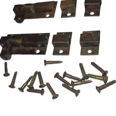Pair Vintage Australian Copper Tone Door Barrel Bolts Slide Latches Hardware