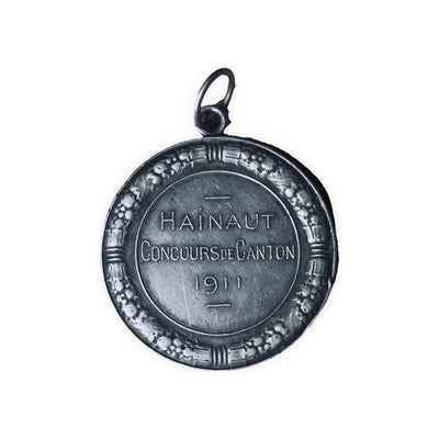 Belgian Silver Medal Hainaut 1911 Concours de Canton Cattle Breed Improvement - detail view
