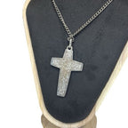 Vintage Sterling Silver Enamel Crucifix Cross Pendant Necklace 925 Jesus Christ