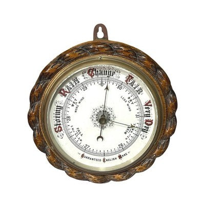 Antique English Oak Aneroid Wall Barometer Guaranteed English Make c1900
