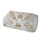 Vintage Brettle's Silkestia White Beige Micro Beaded Evening Clutch Purse Boxed