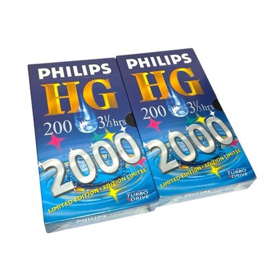 2x Sealed Philips HG 200 Blank VHS Video Tapes 200 Min 3⅓ Hr 2000 Limited Ed — view 1