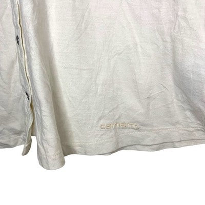 Carhartt Long Sleeve Polo Shirt Beige Cotton Workwear Top Unisex Medium Vintage
