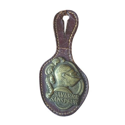 French 5th Infantry Regiment Badge - 5e RI Navarre Sans Peur Insignia on Leather. Pre-owned collectable, actual item photographed by The Voyage Bird.
