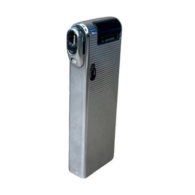Vintage IM Corona Japan Slim Pipe Lighter Silver Ribbed Butane Gas Untested