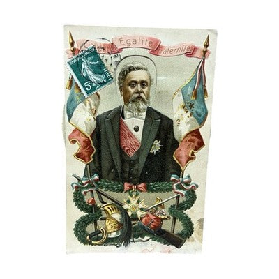 Antique French Political Novelty Postcard Interchangeable Portraits Embossed