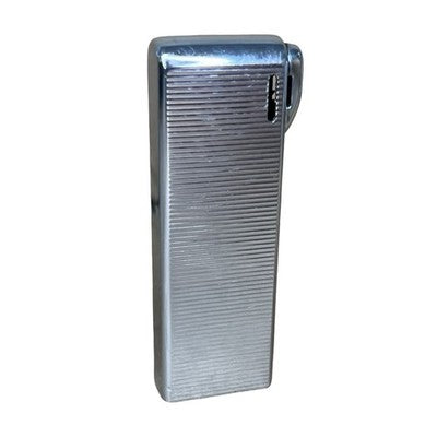 Vintage IM Corona Japan Slim Pipe Lighter Silver Ribbed Butane Gas Untested