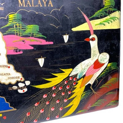 Vintage Musical Photo Album Black Lacquer Mother of Pearl Peacock Oriental Box
