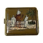 Vintage Bahrain Souvenir Cigarette Case Pictorial Map Camel Palm Trees