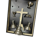 Vintage Catholic Last Rites Set Boxed Crucifix Candlesticks Chalices