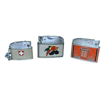 Vintage Penguin Petrol Lighters Job Lot 3 Switzerland Corby’s Jersey Japan