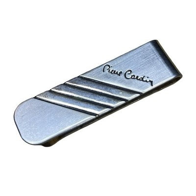Vintage Pierre Cardin Gold Tone Money Clip Signed Geometric Stripe Design
